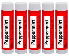 100% All Natural Lip Balm - Peppermint 5 Pack