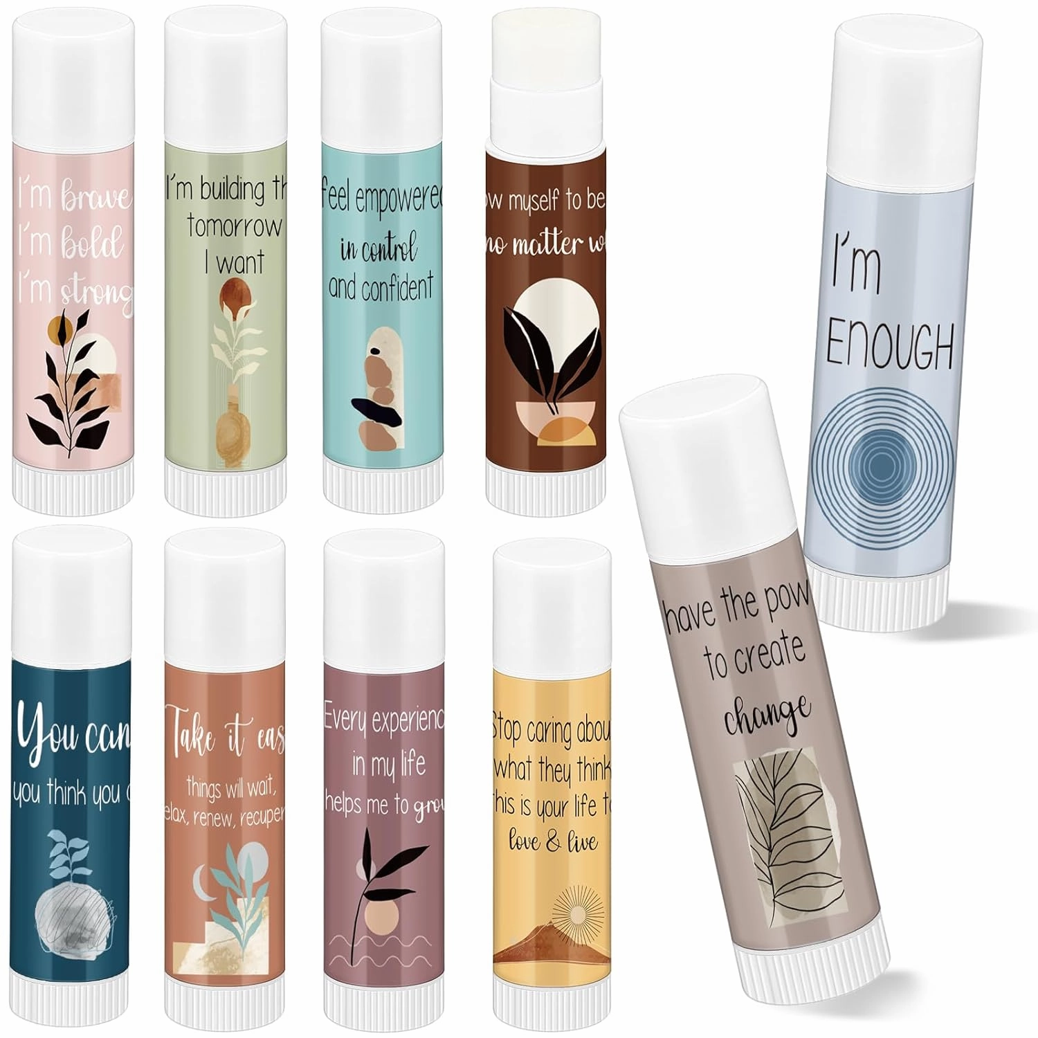 100 Sets Mental Health Awareness Gifts Lip Balm Bulk Inspirational Lip Balm with Positive Daily Affirmation Cards Self Care Gifts for Women Men Stress Relief Family Reunion Favor