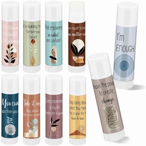 100 Sets Mental Health Awareness Gifts Lip Balm Bulk Inspirational Lip Balm with Positive Daily Affirmation Cards Self Care Gifts for Women Men Stress Relief Family Reunion Favor