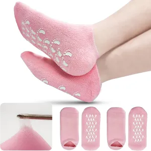 11" Large Silicone Moisturizing Socks for Women - 2Pairs Soft Gel Foot Moisturizing Socks for Dry Cracked Feet