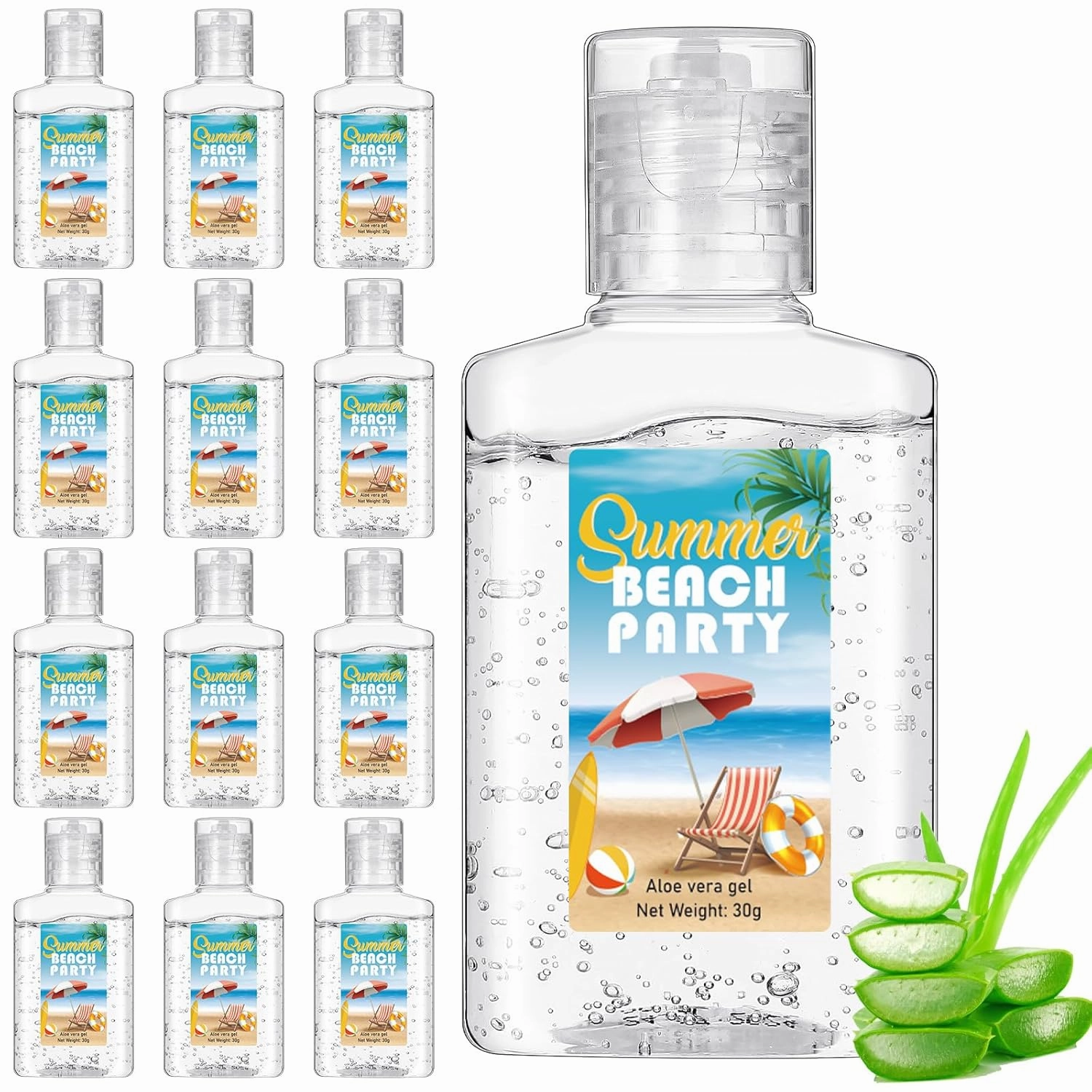 12 Pcs Mini Aloe Vera Gel Bulk for Christmas Wedding Party 1oz Soothing Moisture Aloe Gel Bulk Travel Size for Thank You Gifts Christmas Favors Wedding Party (Beach)