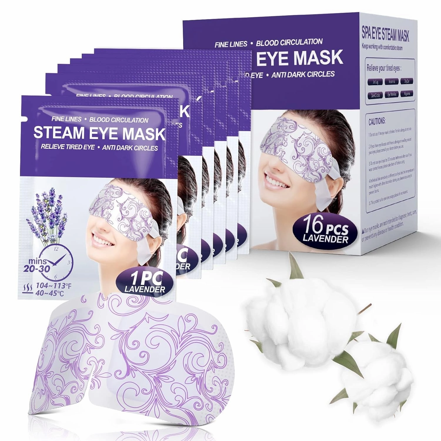 16 Packs Steam Eye Masks for Dry Eyes, SPA Warm Eye Mask, Relief Eye Fatigue Hot Sleep Eye Mask for Puffy Eyes Mask, Disposable Moist Heating Compress Pads for Sleeping, Christmas Gift, Unscented