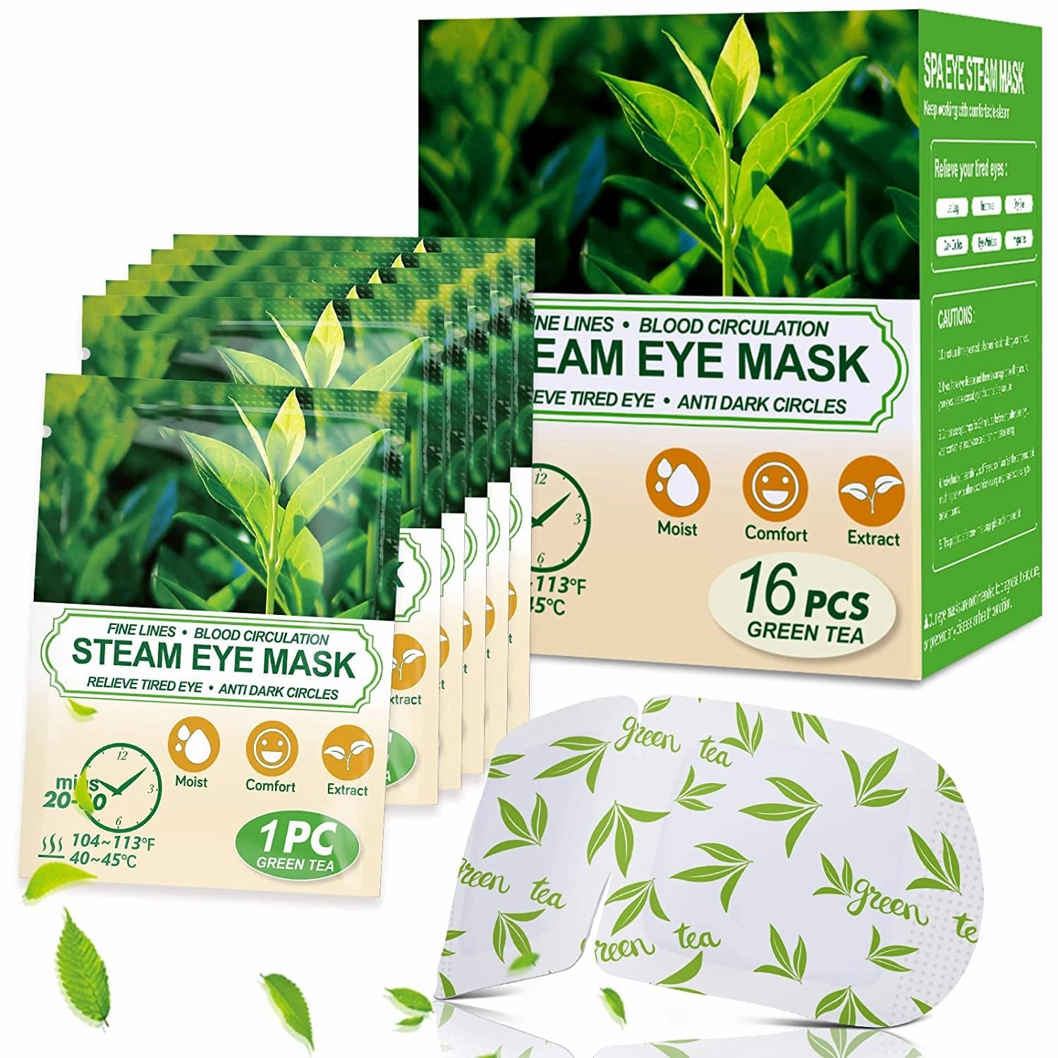 16 Packs Steam Eye Masks for Dry Eyes, SPA Warm Eye Mask, Relief Eye Fatigue Hot Sleep Eye Mask for Puffy Eyes Mask, Disposable Moist Heating Compress Pads for Sleeping, Christmas Gift, Unscented