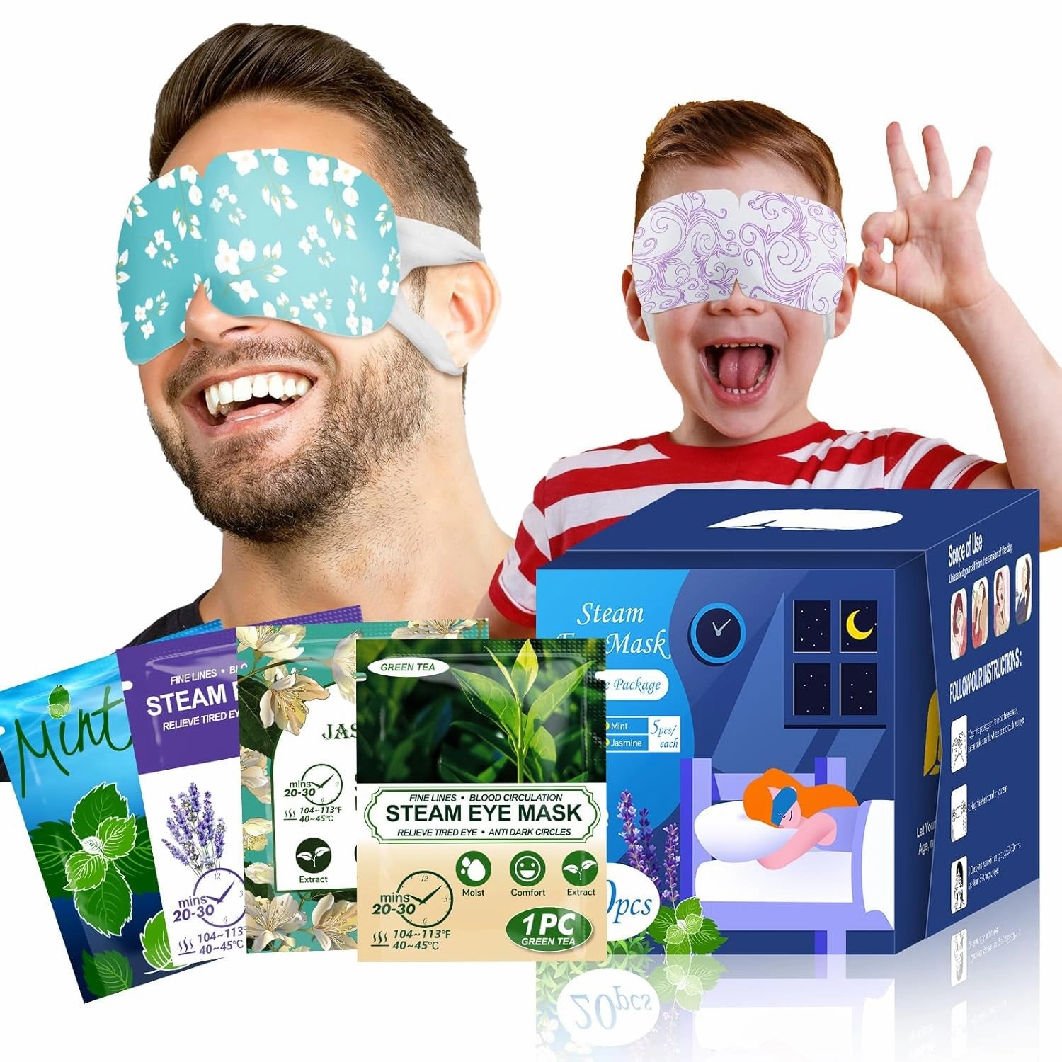 16 Packs Steam Eye Masks for Dry Eyes, SPA Warm Eye Mask, Relief Eye Fatigue Hot Sleep Eye Mask for Puffy Eyes Mask, Disposable Moist Heating Compress Pads for Sleeping, Christmas Gift, Unscented