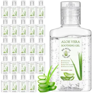 24 Pcs Mini 1oz Soothing Moisture Gel Travel Size Moisturizing Face Skin Gel Bulk for Thank You Gifts Summer Beach Wedding Party Supplies(Aloe Vera)