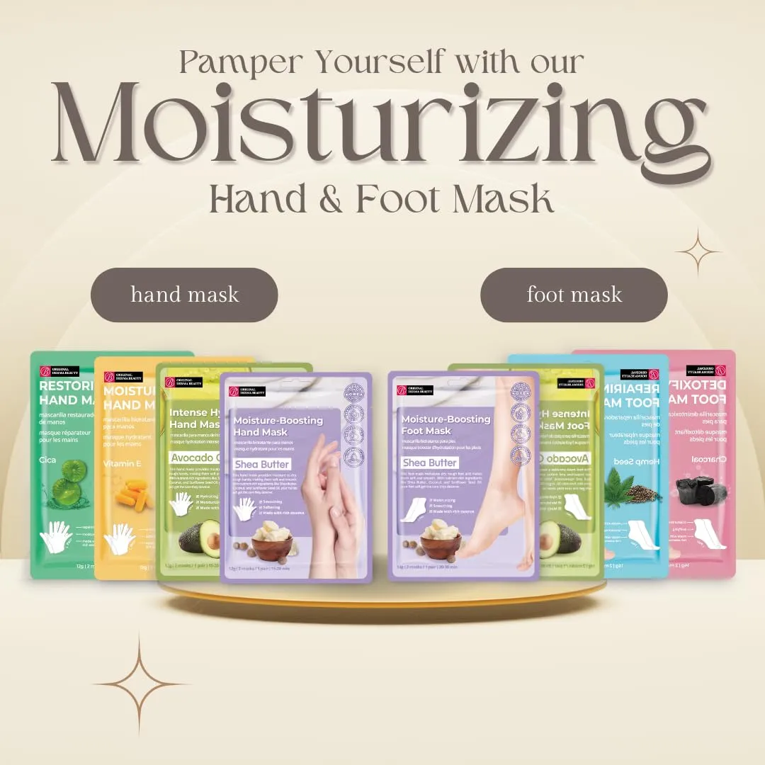 24 PK Original Derma Beauty Hand Mask Bulk Moisturizing Hand Gloves for Dry Hands Nail Care Essential, Best Mother's Day Gift Idea, Self Care Women Gift (Shea Butter   Avocado)