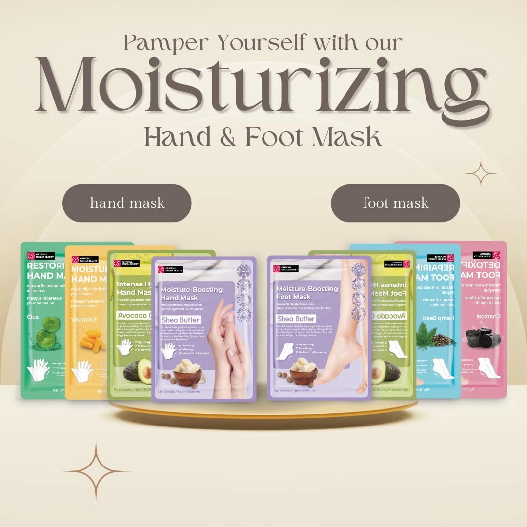 24 Pairs Original Derma Beauty Hand Mask Bulk Moisturizing Hand Gloves for Dry Hands Nail Care Essential (Shea Butter)