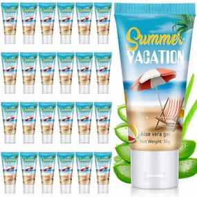 24 Pcs Mini Aloe Vera Gel Bulk for Summer Vacation Party 1oz Travel Size Soothing Moisture Aloe Gel Bulk for Thank You Gifts Summer Party Supplies