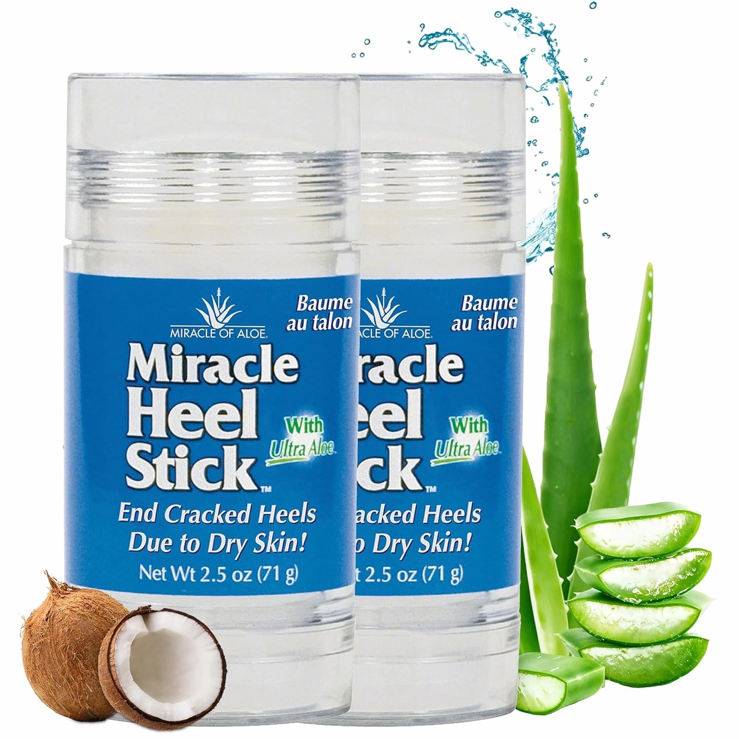 2-Pack Miracle Heel Stick with Pure UltraAloe Aloe Vera Gel | 2.5 ounce stick