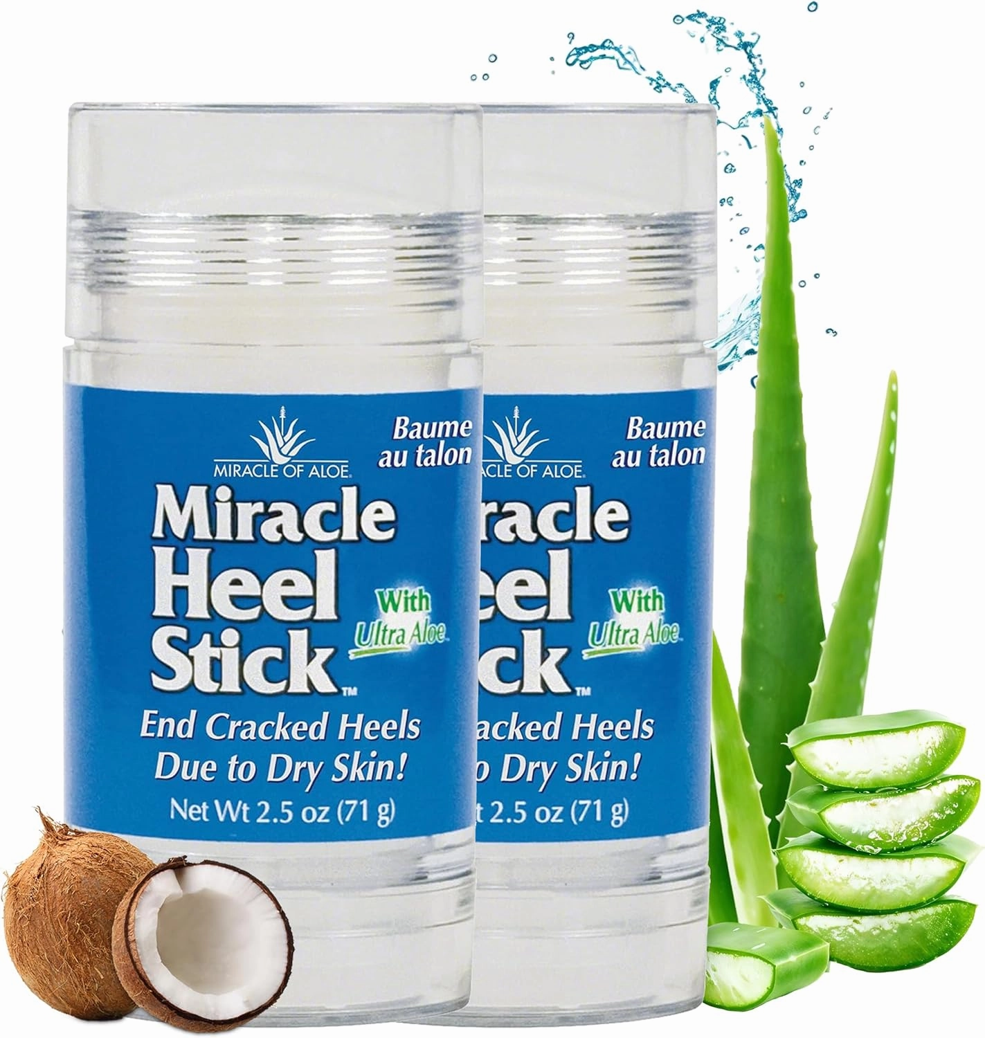 2-Pack Miracle Heel Stick with Pure UltraAloe Aloe Vera Gel | 2.5 ounce stick
