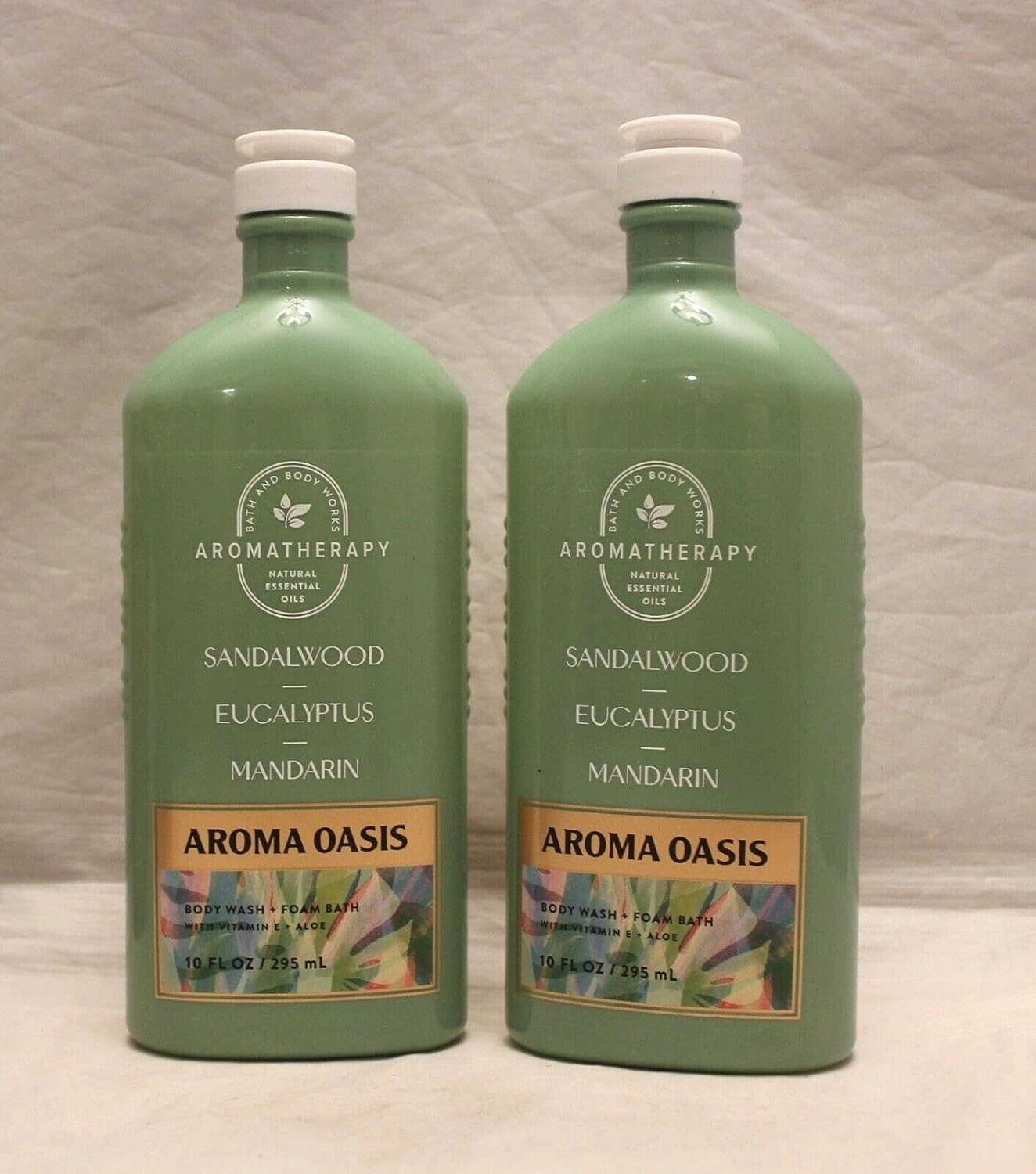 2 Pack SHOWER GEL WASH ALOE VITAMIN E 10 OZ (Sandalwood Eucalyptus Mandarin Body Wash & Foam Bath)