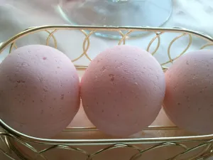 3 Strawberries and Champagne Luxury Bath Bomb Fizzies, Large, Handmade in the USA with Shea, Mango & Cocoa Butter, Ultra Moisturizing, 5 oz each, Great for Dry Skin, All Skin Types