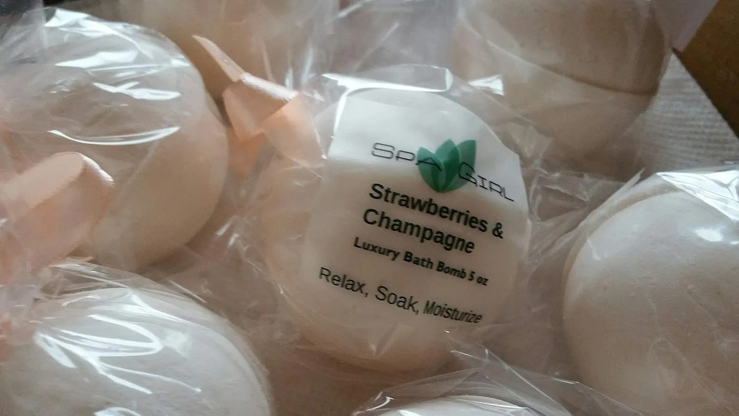 3 Strawberries and Champagne Luxury Bath Bomb Fizzies, Large, Handmade in the USA with Shea, Mango & Cocoa Butter, Ultra Moisturizing, 5 oz each, Great for Dry Skin, All Skin Types