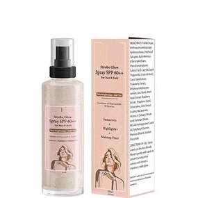 3In1 Strobe Glow Spray Spf 60   Sunscreen Highlighter Makeup Fixer Illuminating & Hydrating,All