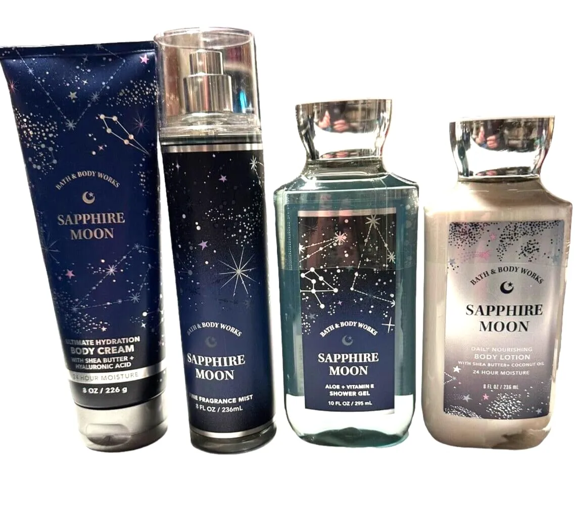 4 Bath SAPPHIRE MOON Mist Body Cream Lotion Shower Gel Full Set