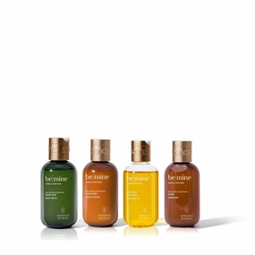 4pc Travel Essentials & Discovery Set - Body Lotion, Oil, Wash, Hand Sanitizing Gel - 4 x 80ml Bottles (2.67 Fl Oz, Vanilla & Shea | BE MINE)