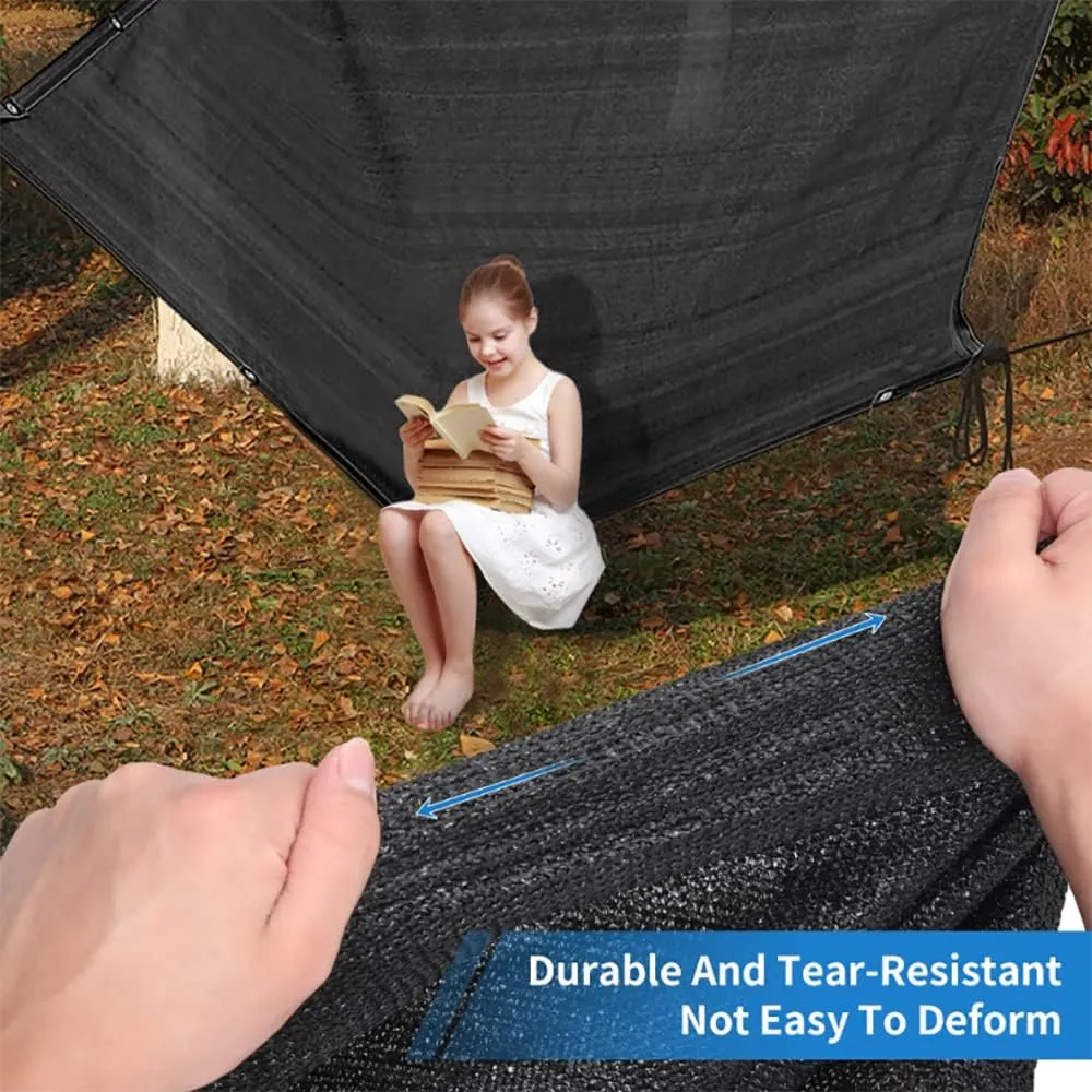 90% Black Sunblock Shade Cloth, UV Resistant Sun Shade Canopy with Grommets, 10 ft x 16.5 ft Outdoor Shade Mesh Cover Tarp for Garden, Greenhouse, Pergola, Backyard, Patio, Flowers Plants