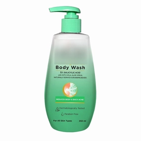 -La.ct'o Cal.amin'e body Wash | 250ml | For Body Acne, Back Acne, Rough & Bumpy Skin |Cica, Aloe Vera, Turmeric & Natural Scrub Beads | Paraben Free | Body Wash Shower Gel For Men & Women