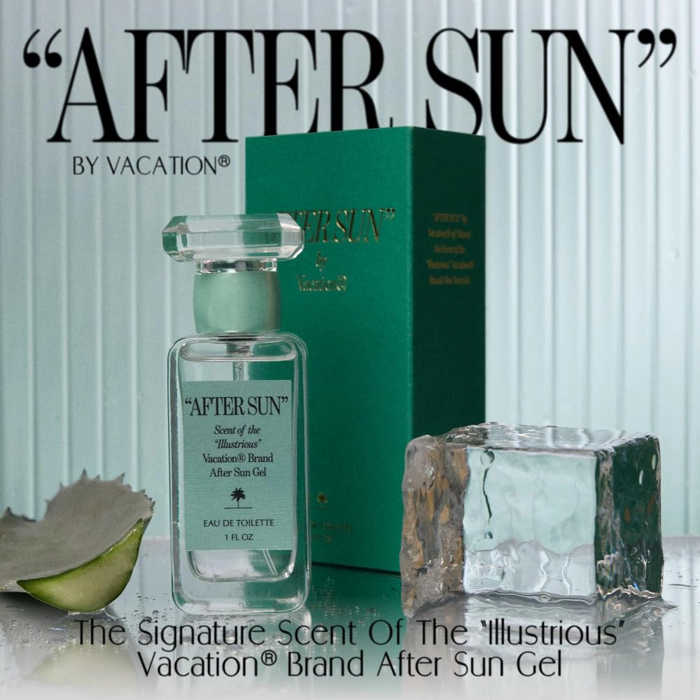 "AFTER SUN" Eau de Toilette by Vacation Sunscreen, Blends Notes of Classic Aloe Vera Gels, Fresh Tropical Perfume for Women & Men, Scent of Summer Nights, Travel Size, 1 Fl. Oz.