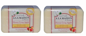 A La Maison Honeycrisp Apple Bar Soap - Triple French Milled Natural Moisturizing Hand Soap Bar (2 Bars of Soap, 8.8 oz)