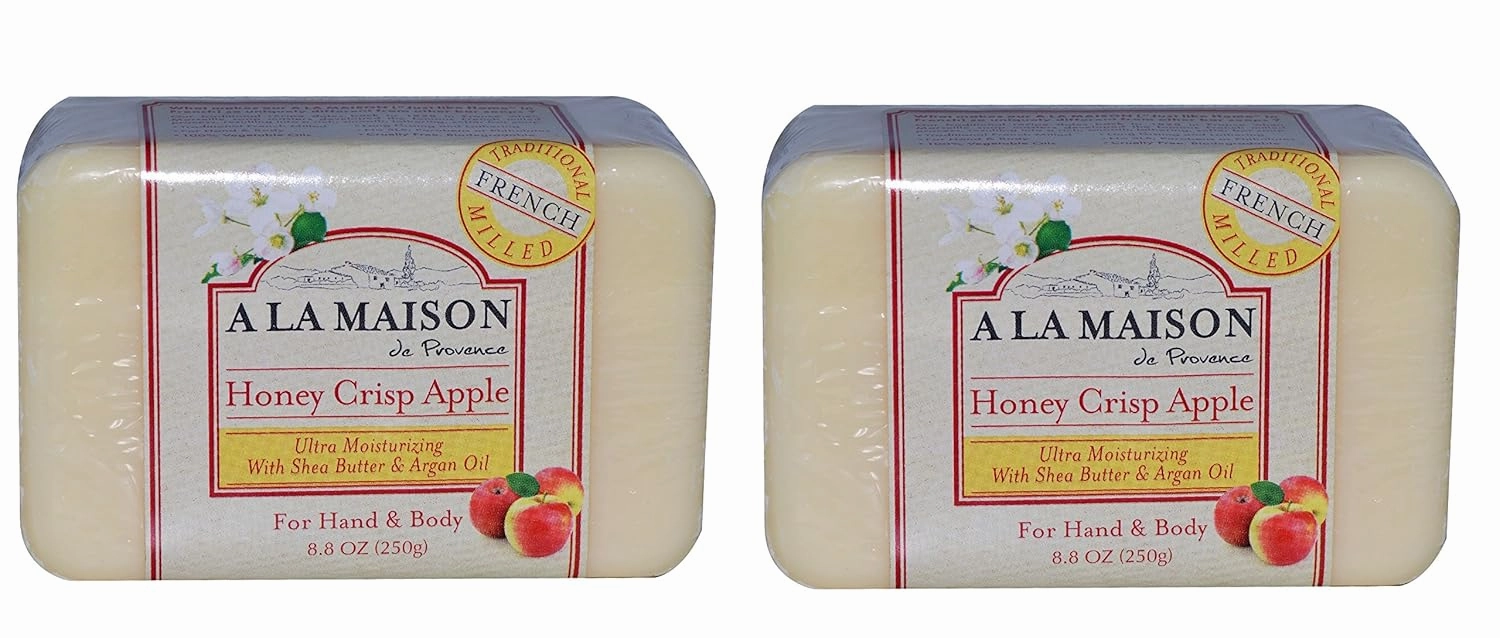 A La Maison Honeycrisp Apple Bar Soap - Triple French Milled Natural Moisturizing Hand Soap Bar (2 Bars of Soap, 8.8 oz)