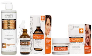 Advanced Clinicals Vitamin C Hydrating Facial Cleanser   Vitamin C Hydrating Face Gel Cream   Vitamin C Anti-Aging Face Serum Bundle