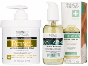 Advanced Clinicals Retinol Body Lotion   Collagen Firming Body Oil 2PC Bundle