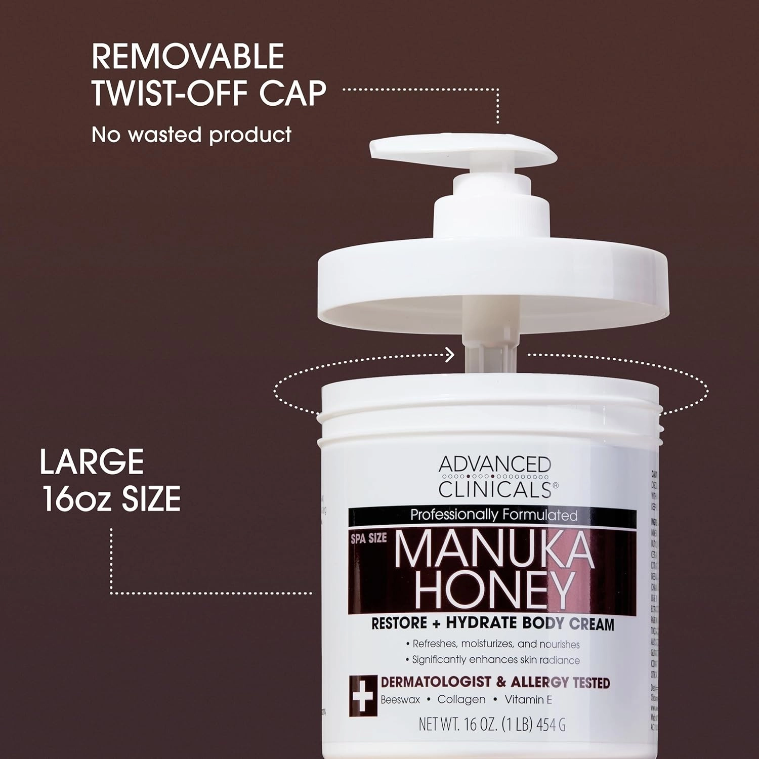 Advanced Clinicals Vitamin C Brightening Cream   Manuka Honey Body Lotion & Face Moisturizer 2pc Skincare Set For Women & Men | Body Butter Creams Help Reduce Appearance Of Dark Spots & Dry Skin, 2pc