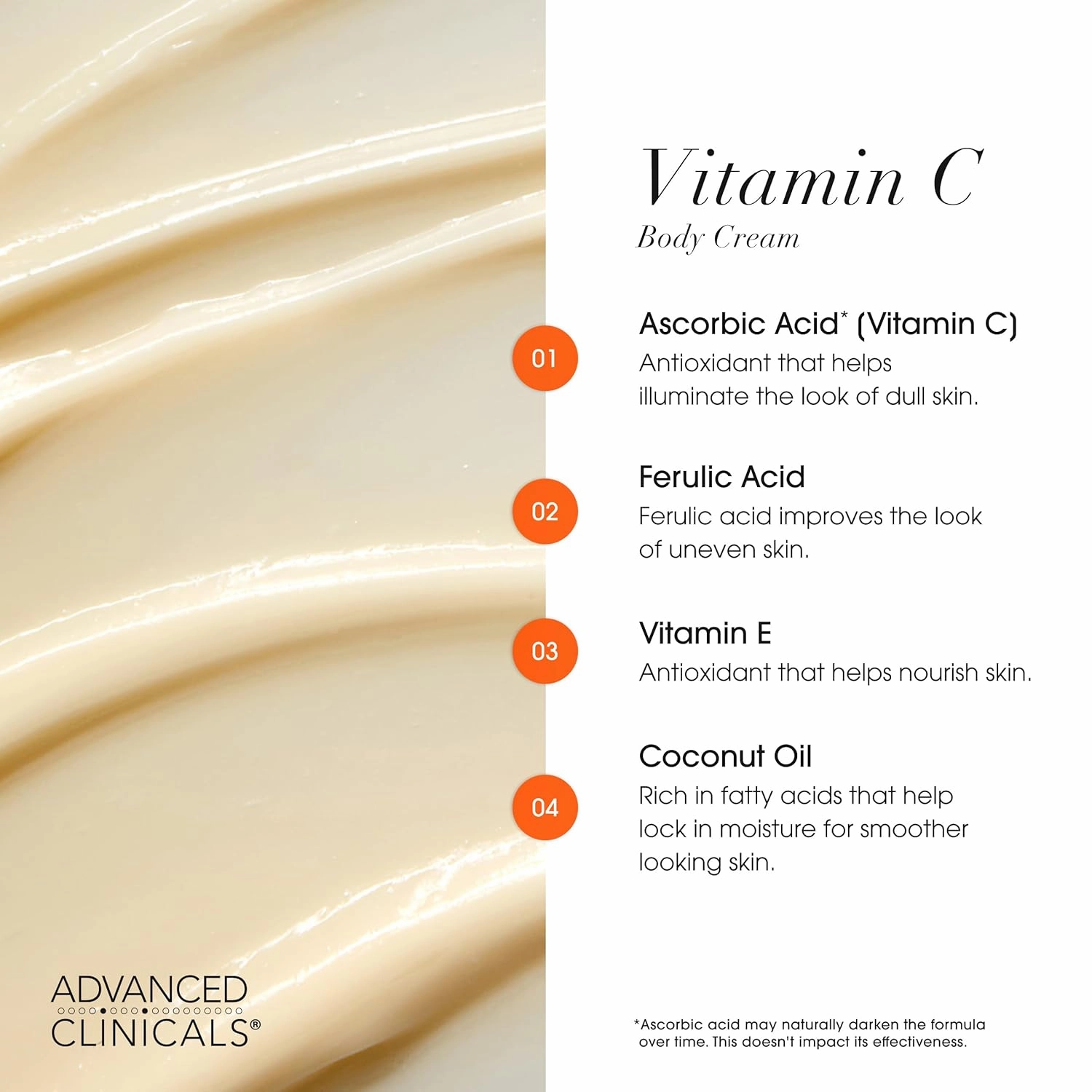 Advanced Clinicals Vitamin C Brightening Cream   Manuka Honey Body Lotion & Face Moisturizer 2pc Skincare Set For Women & Men | Body Butter Creams Help Reduce Appearance Of Dark Spots & Dry Skin, 2pc
