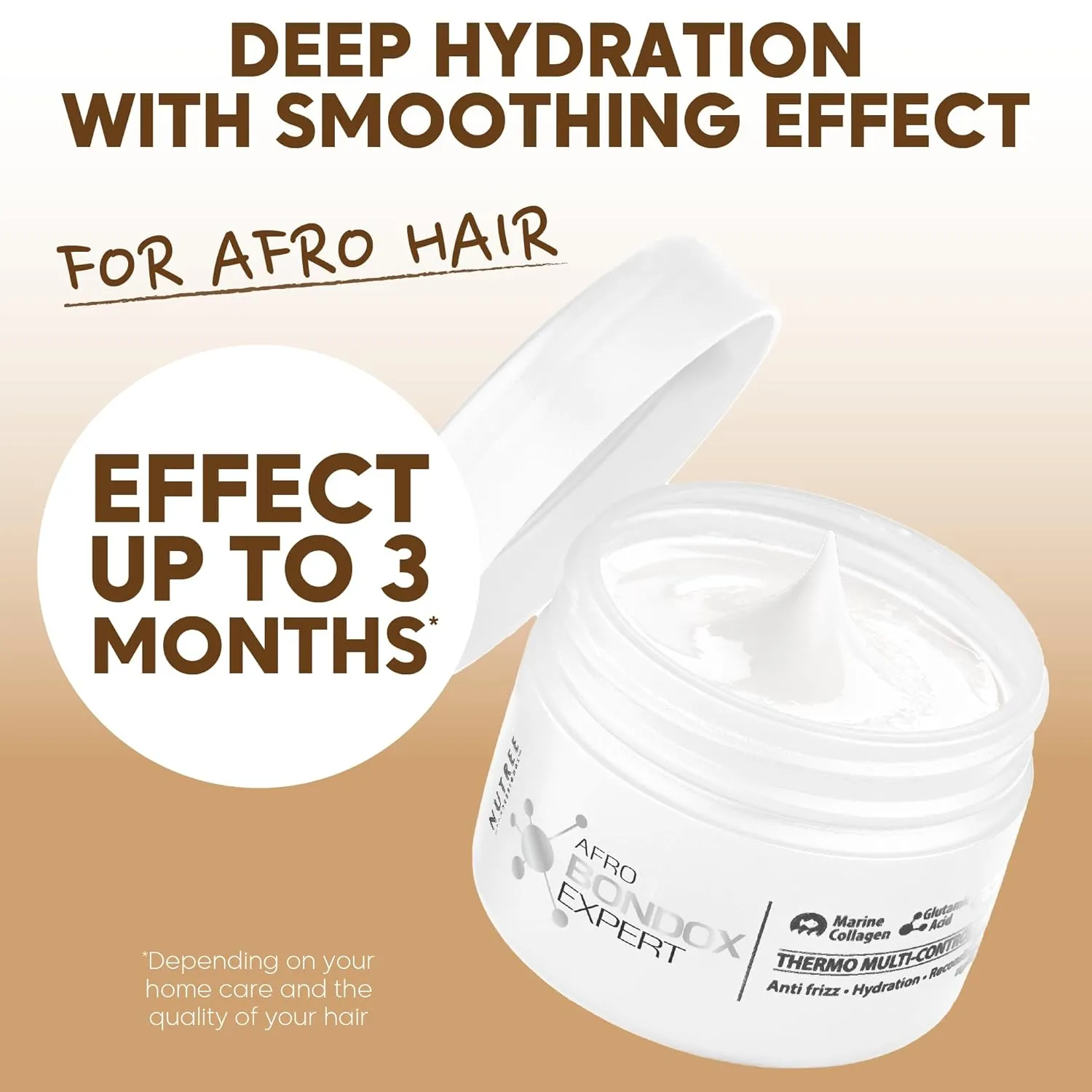 AFRO BRAZILIAN BONDOX Extra-Strong Hair Mask - Intense Hair Treatment for Afro, Coarse & Curly Hair - Deep Repair & Frizz Control - With Almond & Shea Oils, Seaweed - Formaldehyde Free - 2.82oz