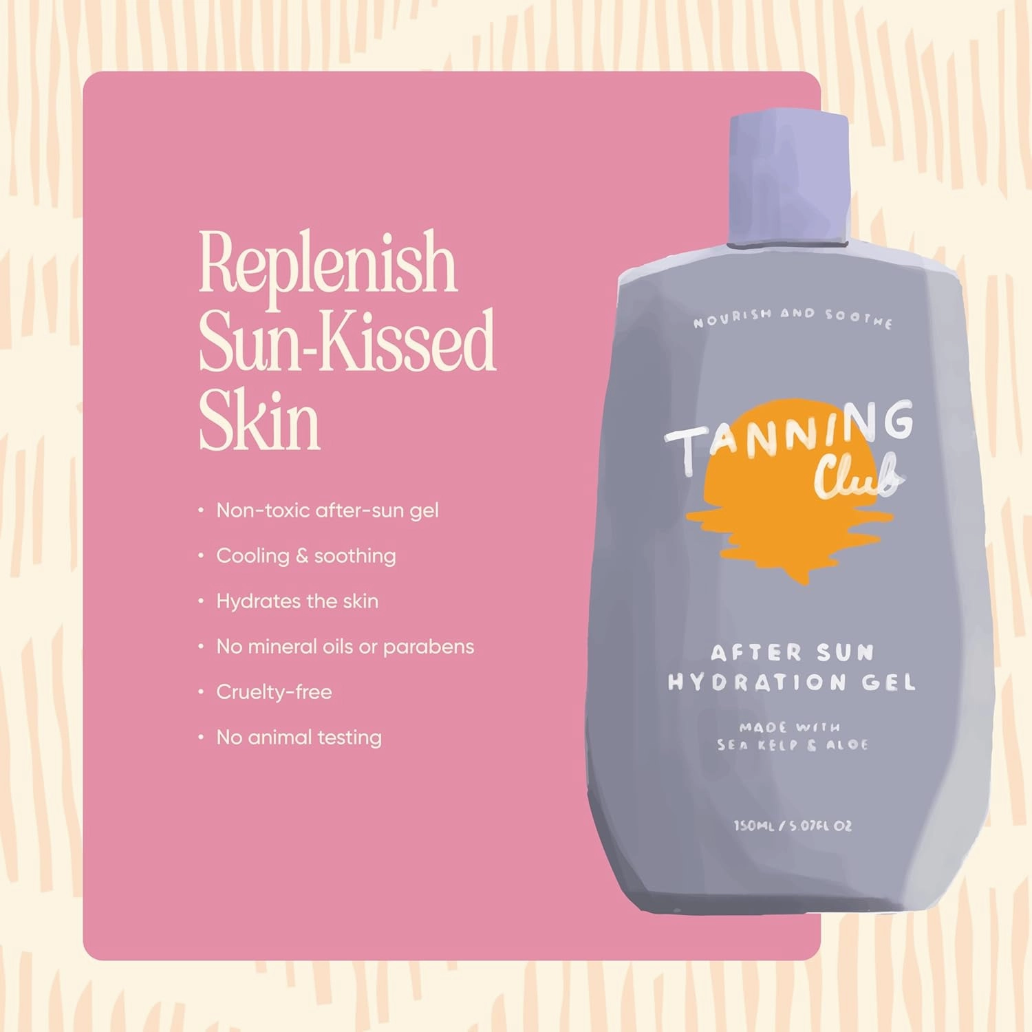 After Sun Gel - Aloe Vera and Sea Kelp Formula for Sunburn Relief and Hydration - Tan Extender - 150 m