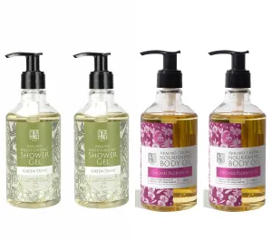 AKALIKO Green Olive Moisturizing Shower Gel and Orchid Body Oil Set.
