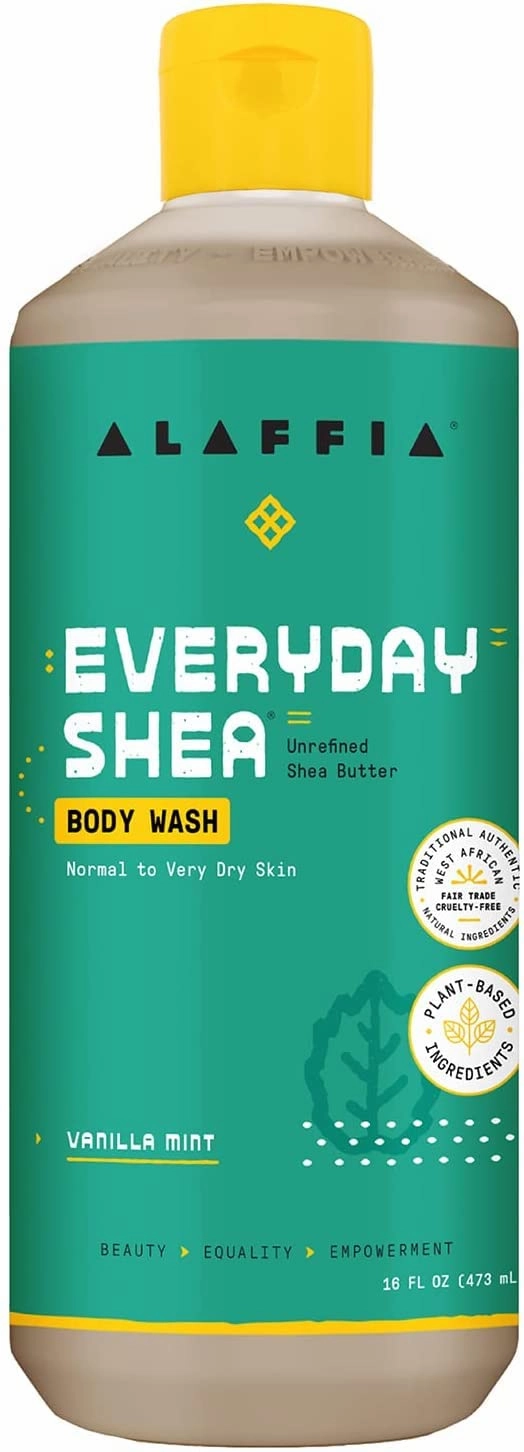Alaffia Everyday Shea Body Wash, Naturally Helps Moisturize and Cleanse Without Stripping Natural Oils with Fair Trade Shea Butter, Neem, and Coconut Oil, Vanilla Mint, 2 Pack - 16 Fl Oz Ea