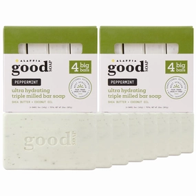 Alaffia Good Soap Peppermint 2-Pack (8 Bars) – Long-Lasting, Triple-Milled with Fair Trade Shea Butter