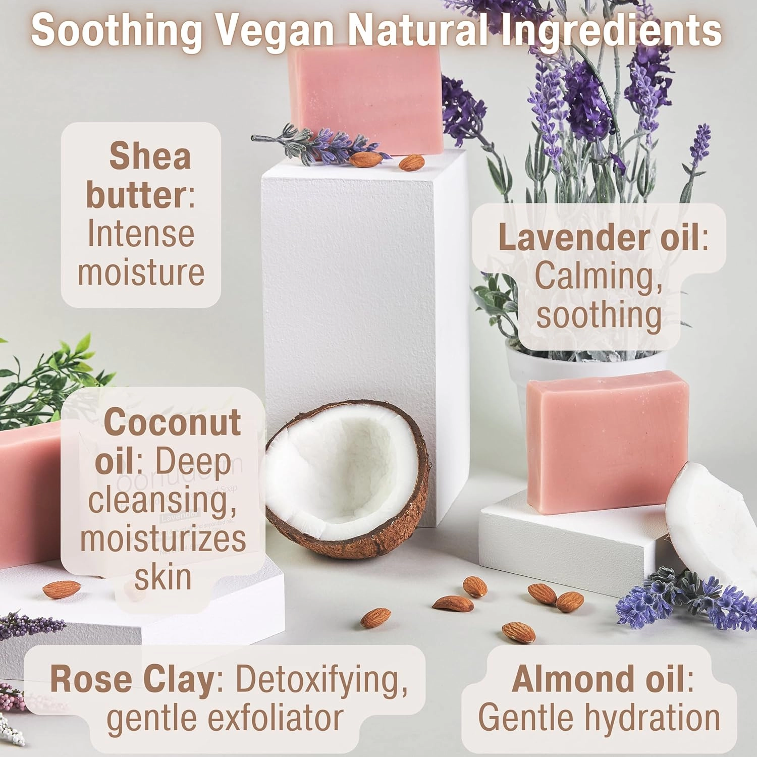All Natural Soap For Women & Men | Lavender Soap | Handmade Soap | Natural Body Soap | Vegan Soap | Coconut Soap Bar | Chemical Free Natural Soap | Essential Oil Soap |Lavender Hand Soap (4-Pack)