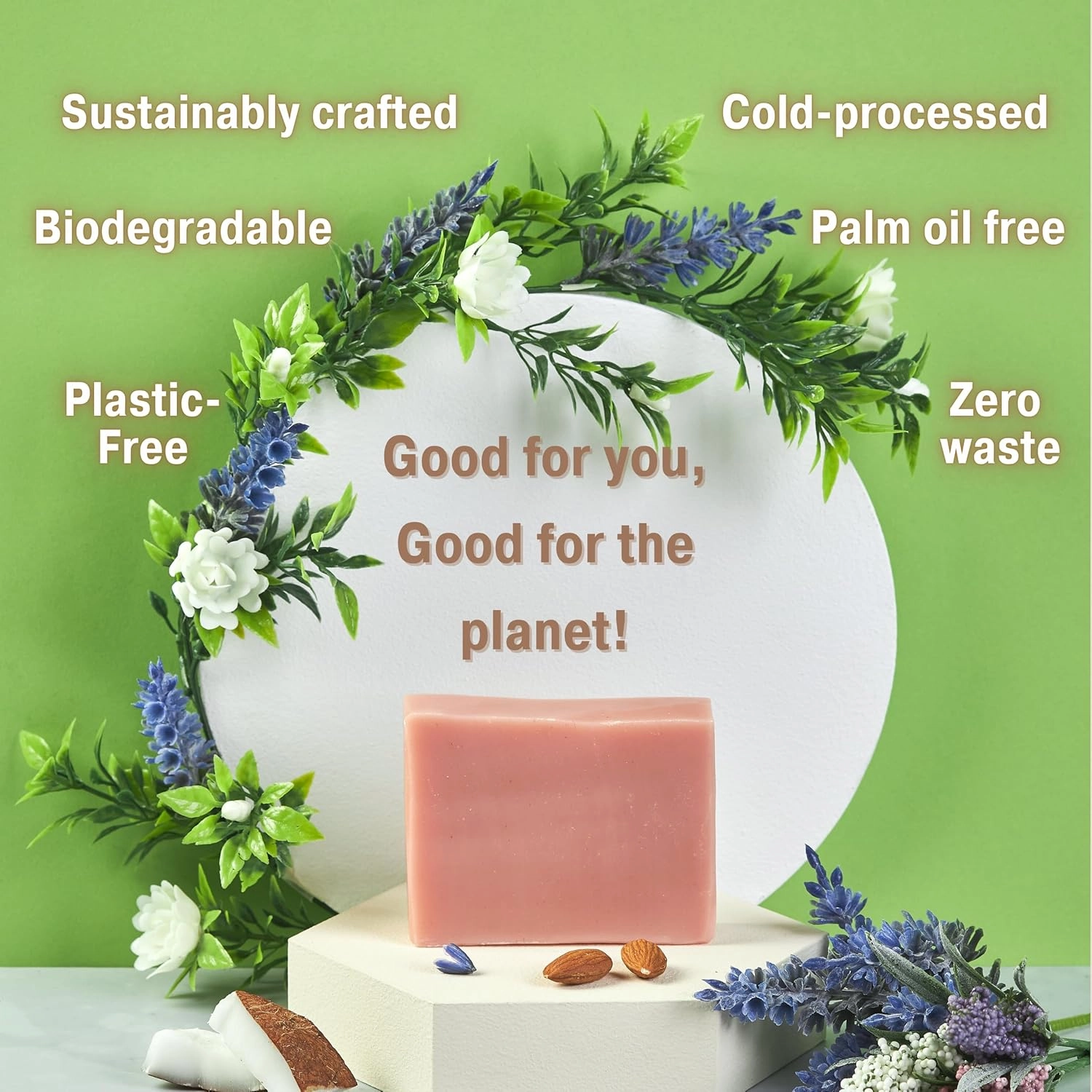 All Natural Soap For Women & Men | Lavender Soap | Handmade Soap | Natural Body Soap | Vegan Soap | Coconut Soap Bar | Chemical Free Natural Soap | Essential Oil Soap |Lavender Hand Soap (4-Pack)