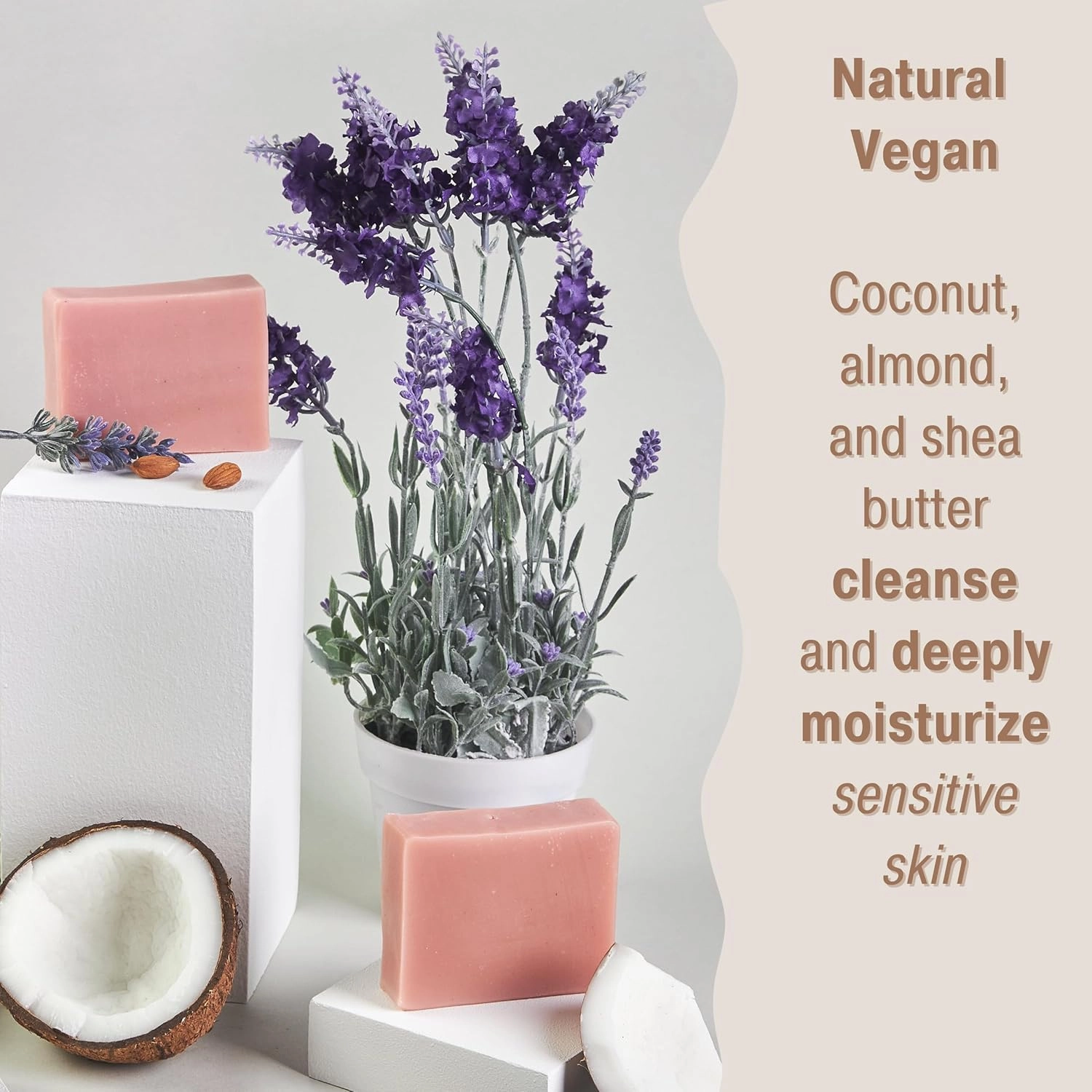 All Natural Soap For Women & Men | Lavender Soap | Handmade Soap | Natural Body Soap | Vegan Soap | Coconut Soap Bar | Chemical Free Natural Soap | Essential Oil Soap |Lavender Hand Soap (4-Pack)