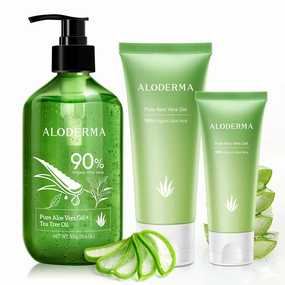 All Purpose Aloe Vera Gel Set - 4 Pieces - 2 pcs x 300g Aloe Vera Gel   Tea Tree Oil, 114g Aloe Vera Gel & 45g Aloe Vera Gel
