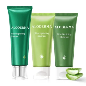Aloderma Aloe Cleanser Set, 3 Pieces - Hydrating Cleanser, Soothing Cleanser, Brightening Cleanser
