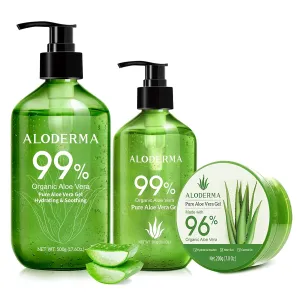 Aloderma Aloe Vera Gel Set, 3 Pieces - 500g Aloe Vera Gel, 300g Aloe Vera Gel, 200g Aloe Vera Gel