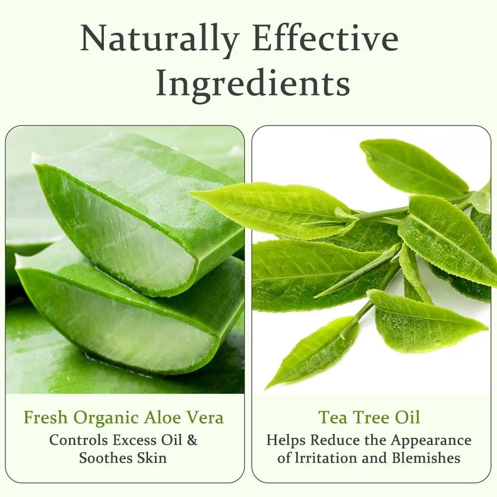 Aloderma Organic Aloe Vera Gel for Skin   Tea Tree Oil, Made within 12 Hours of Harvest, Soothing Pure Aloe Vera Gel for Face, Works Great for Oily Skin, Dry Scalp, Aftershave, Natural Aloe - 10.6 Oz