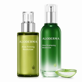 Aloderma Aloe Face Moisturizer Set, 2 Pieces - Brightening Moisturizer, Firming Moisturizer