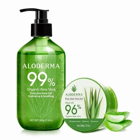 Aloderma Aloe Vera Gels, 2 pack - 500g Aloe Vera Gel, 200g Aloe Vera Gel