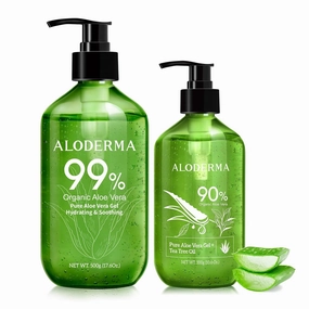 Aloderma Aloe Vera Gels - 500g Aloe Vera Gel, 300g Aloe Vera Gel   Tea Tree Oil