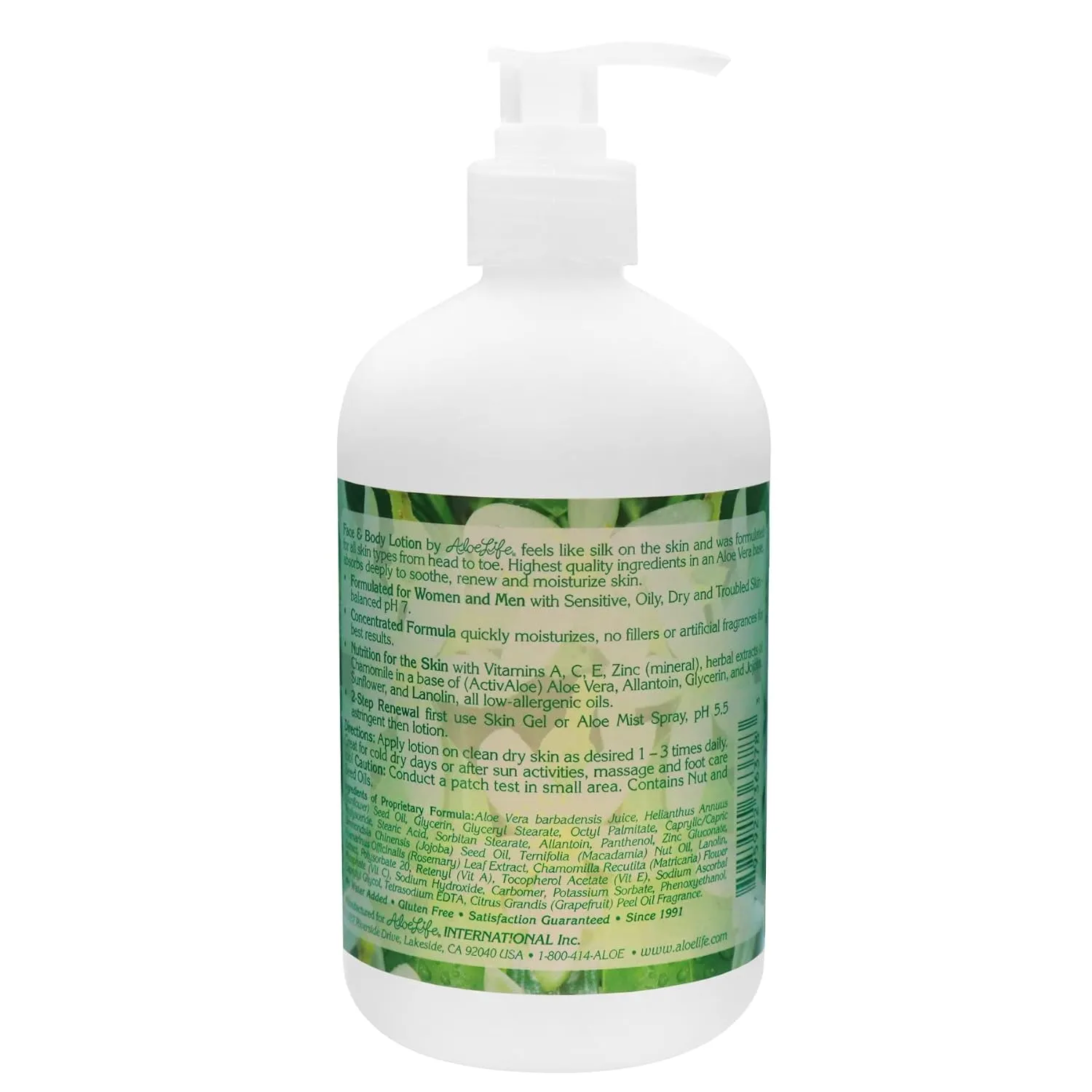 Aloe Life - Face & Body Lotion, Concentrated Formula, Hydrates Dry Skin, Contains Antioxidants, Minerals, & Herbal Extracts, Pleasant Grapefruit Scent, Safe For All Skin Types, Gluten-Free (16 oz)