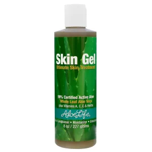 Aloe Life – Skin Gel & Herbs Ultimate Skin Treatment, 99% Certified Organic Whole Leaf Aloe Vera, Vitamins C, A, & E, Head-to-Toe Skin Care Support for the Whole Family, Fragrance-Free (8 oz)