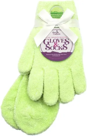 Aloe Socks and Gloves Set | Green Moisturizing Socks and Gloves Infused with Aloe and Vitamin E | Spa Socks and Gloves for Women