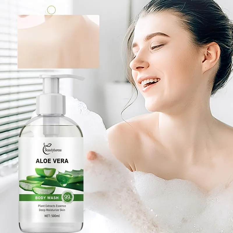 Aloe Vera Body Wash, Unisex Adult Moisturizing Bath Gel, with Glycerin, Spice Scented, Alcohol-Free, for All Skin Types, Deep Cleansing & Hydrating, Daily Full Body Care