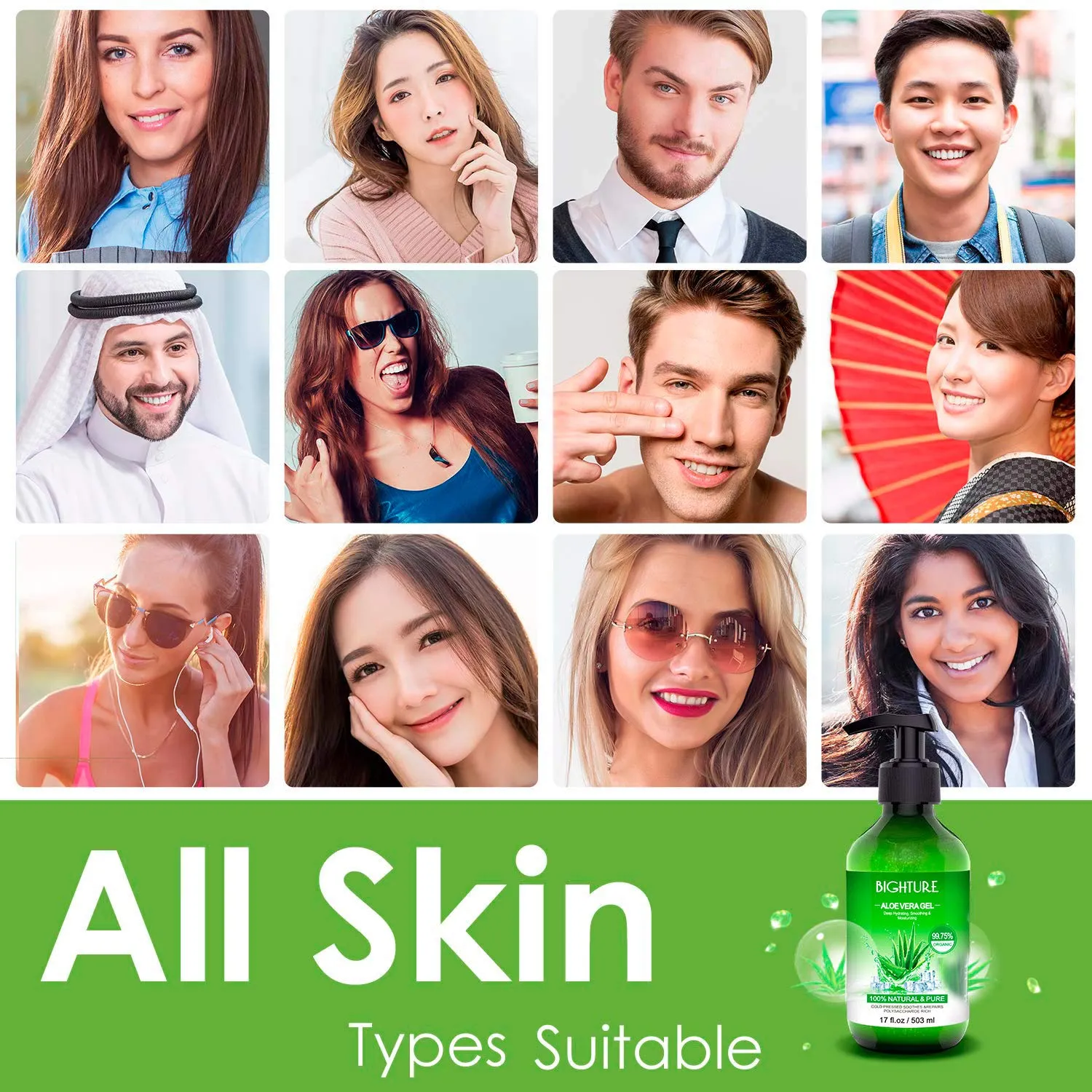 Aloe Vera Gel for Face - Organic Aloe Vera Gel from 100 Percent Pure Aloe Vera Use to Skin Sunburn Relieve, Soothing and Firming