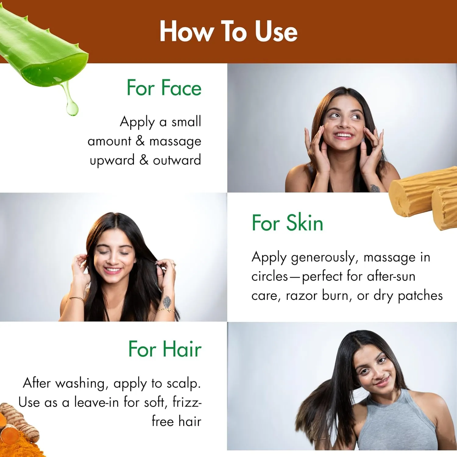Aloe Vera Gel with Turmeric & Sandalwood – Naturally Scented Cooling Gel for Face, Body & Scalp – Lightweight, Plant-Based Moisturizer – 100g / 3.5 oz
